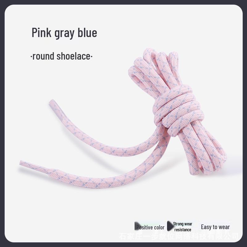 Černé a bílé diagonálně tečkované silné kulaté tkaničky do bot pro turistiku/běh