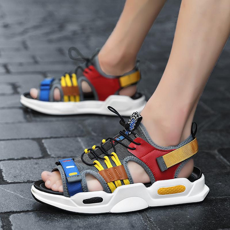 

Summer sandals mesh breathable open-toed slippers color matching popular beach shoes Roman slippers Vietnamese sandals 44