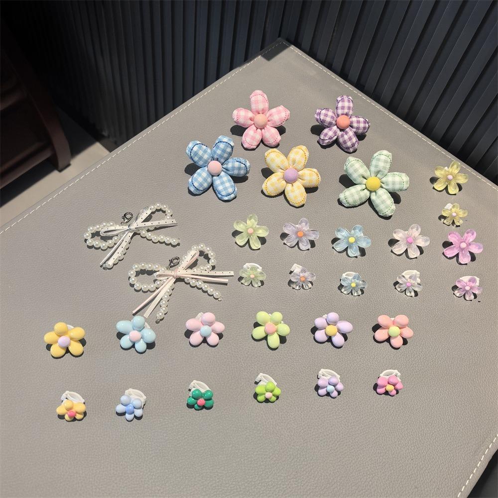 1 PCS New Plaid Flower Bowknot Pearl Shoe Clip High-End Accessory Vintage Fabric for Women and Girls Sneakers Flat Shoes Charms