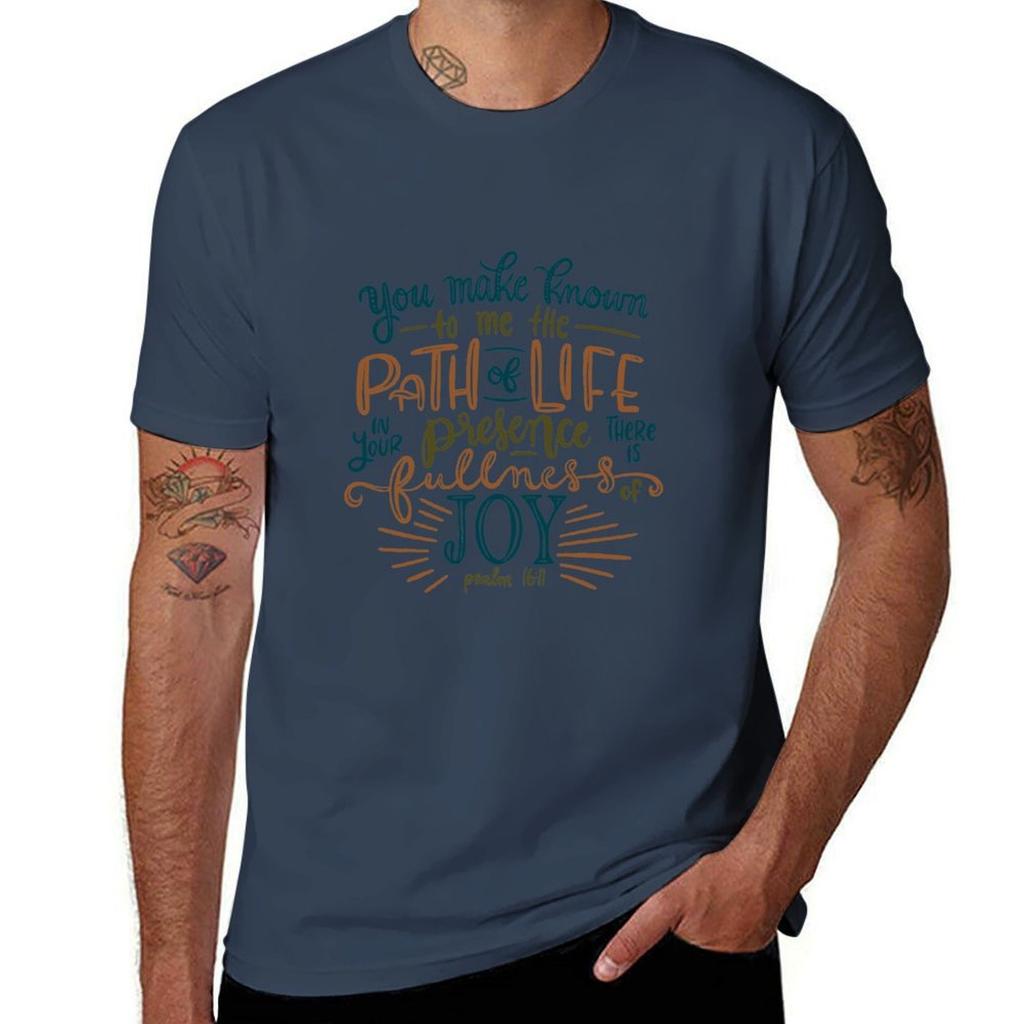 Hand Lettered Bible Verse Psalm 1611 You Make Known To Me The Path Of Life Tshirt Work Short Sleeve Cotton Top