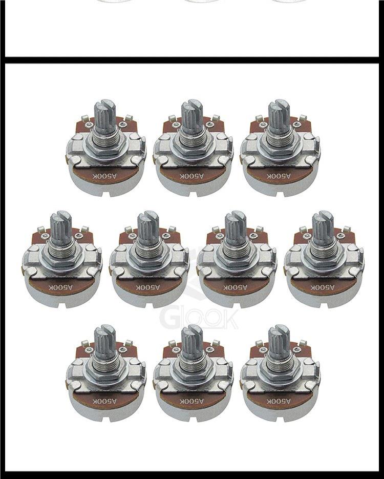Electric Guitar Bass Tone & Volume Knob: B500K Copper, A500K Aluminum, A250K Shaft Parts