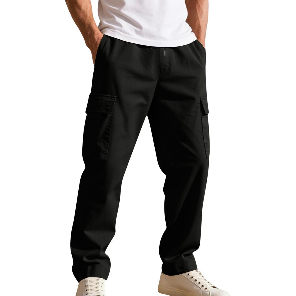 Men's Workwear Casual Stretch Waistband Multi-Pocket Straight-Leg Pants
