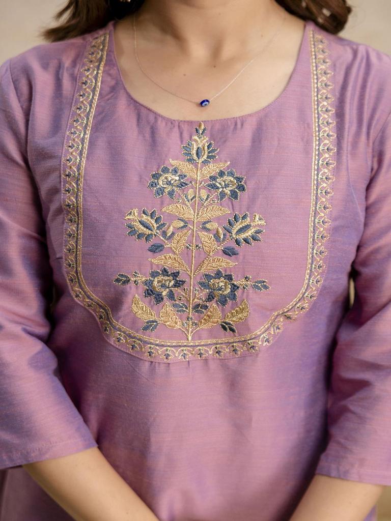 Lavender Kurta Pant Set with Navy Blue Banarasi Dupatta, Indian Ethnic Suit for Women, Festive Traditional Outfit, Wedding Wear Dress