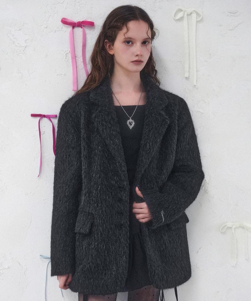 Vivacious Elizabeth Boucle Blazer Gray