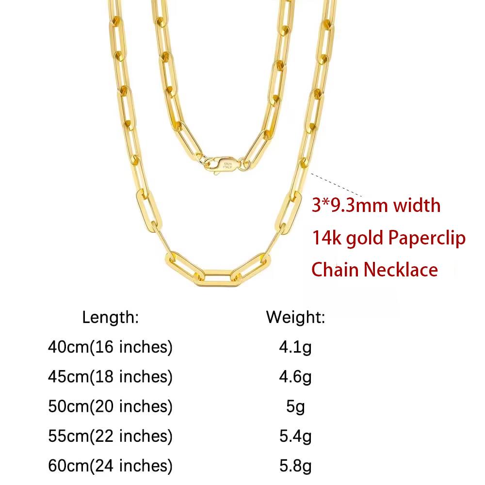 Effie Queen Soild 925 Sterling Silver Paper Clip Link Chain Necklaces Fashion Jewelry DIY Simple Paperclip Chain 40-60cm SC40