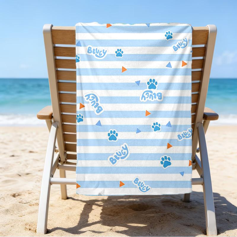Ultra-Soft Beach Towel with Bluey Theme,Ideal for Pool - Camping, Diving - Perfect Travel Essential, Vibrant Beach Towel.