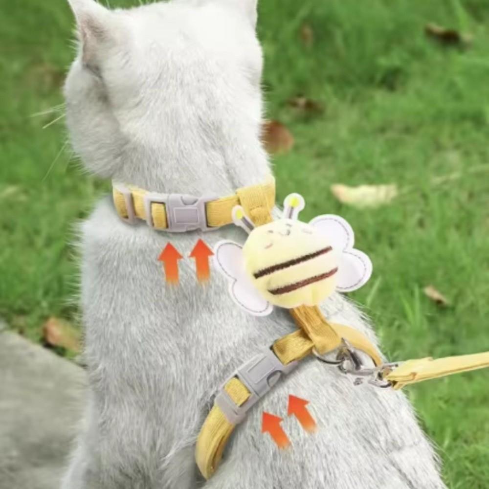 Pet Supplies Cartoon Bee Cat Harness Adjustable Breast Back Harness Pet Collar Portable Leash Set Pet Walking