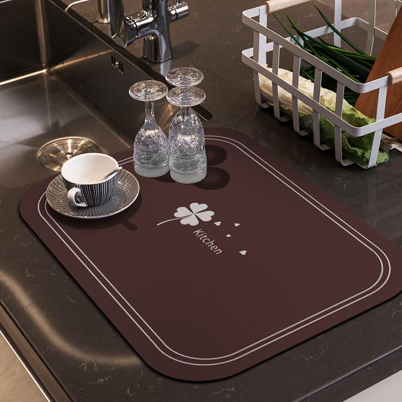 2 buc Covoraș de Drenaj Bucătărie Absorbție Apă Gospodărie Aparat de Cafea Anti-opărire și Anti-alunecare Covoraș de Masă