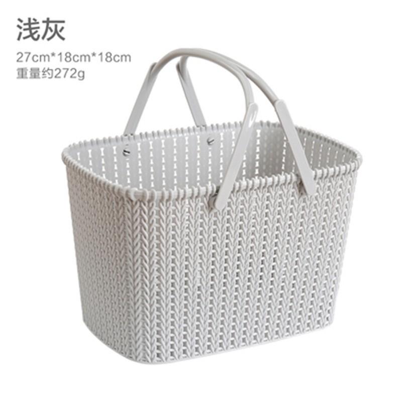 Plastic Wicker-Style Handheld Storage Basket Bathroom Kitchen Fruits Cosmetics Laundry