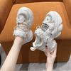 Men Women Summer Casual Sneakers Breathable Platform Crystal Flower Shoes Chunky 7.5CM Hidden Heels Hollow Leisure Woman