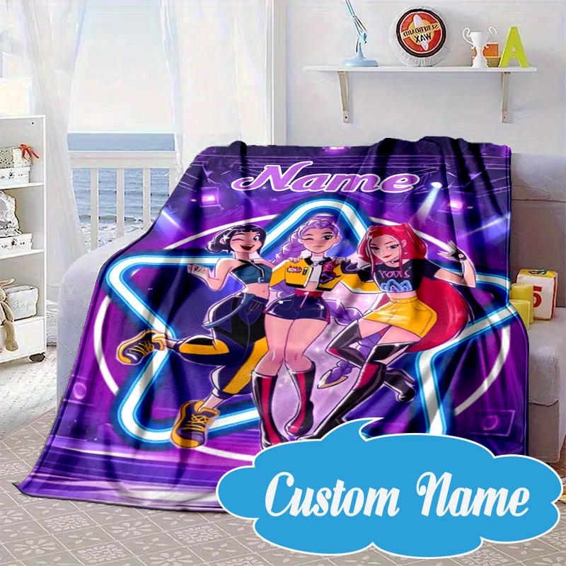 Custom Name KPop Cartoon Blanket bed sofa Blanket Flannel Blanket for Camping, Hiking, Picnic Essentials,gift for Fan family
