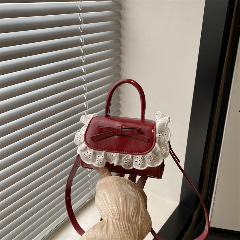 Style Lace Handbag For Women With Pu Material Small Square Bag For Casual Daily Use