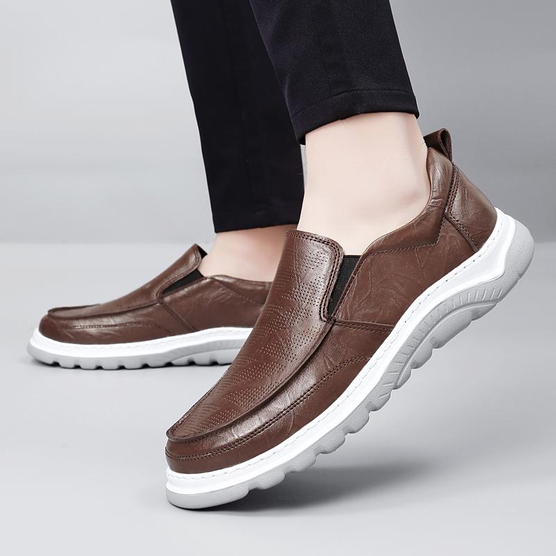 Fashion 2025 Luxury Brand Cowhide Spring and Summer Casual Business Shoes Men Walking Office Shoes Genuine Leather Lazy Driving Shoes