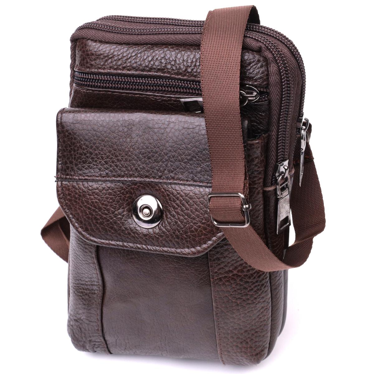 

Компактна чоловіча сумка на пояс із натуральної шкіри Vintage Bag 22141 Коричневий