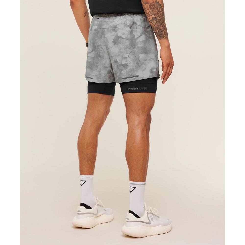 Gymshark RunnIng Elite 2 In 1 5  Shorts Smokey Grey Black A1c9z Gdjj