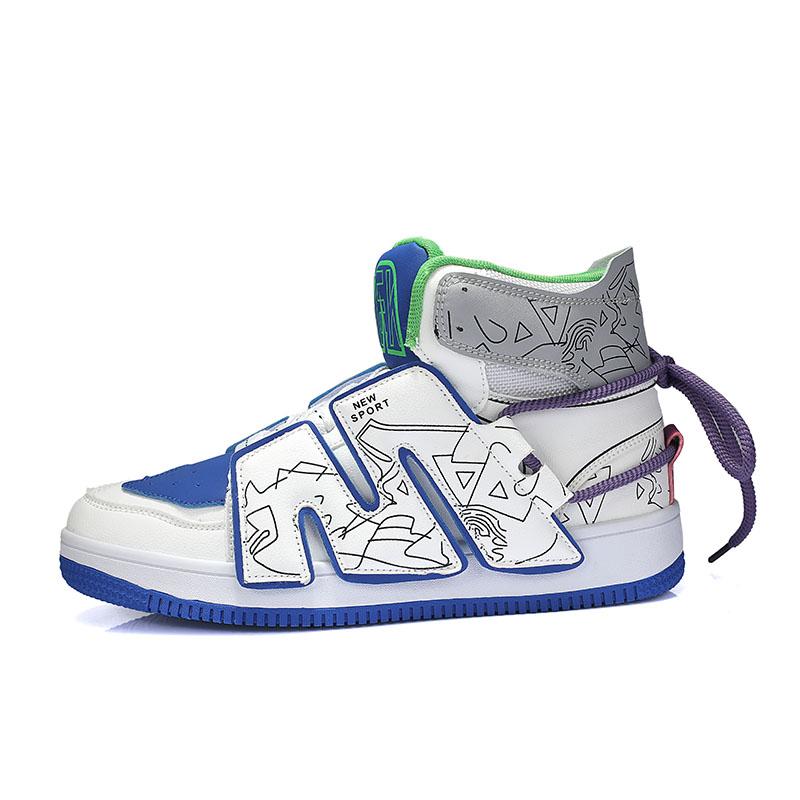 

2023 Мужская обувь высокого качества, высокие туфли для скейтбординга, цветная уникальная спортивная обувь, противоскользящие износостойкие кроссовки 39 белый