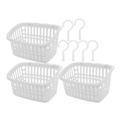 3pcs Hanging Baskets For Kitchen Bathroom Wall Storage Organizer Vegetable Sundries Holder Plastic Wall Hanging Basket Over Door