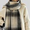 Winter mohair plaid fringed scarf women's thickened warm high-end scarf simple versatile fashion scarf