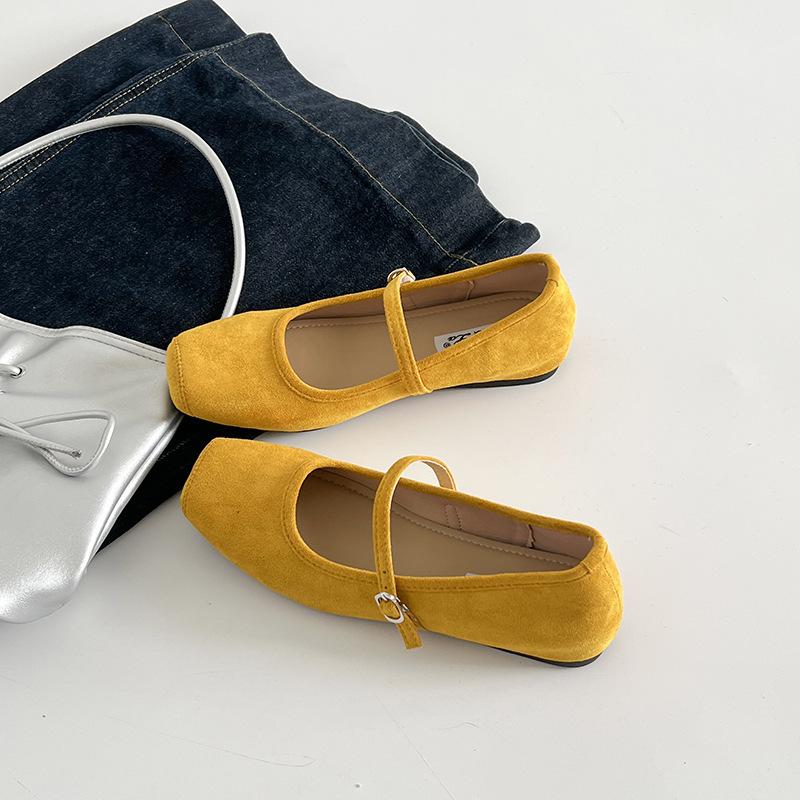 Красные балетки на плоской подошве, маленькие, для беременных, весенние, нескользящие, одинарные туфли Мэри Джейн, трендовая ретро юбка 35 жёлтый