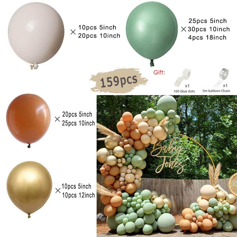 Sage Green Brown Wildlife Themed Balloon Garland Arch Kit Deer Print for Jungle Safari Kid Birthday Baby Shower Party Decoration