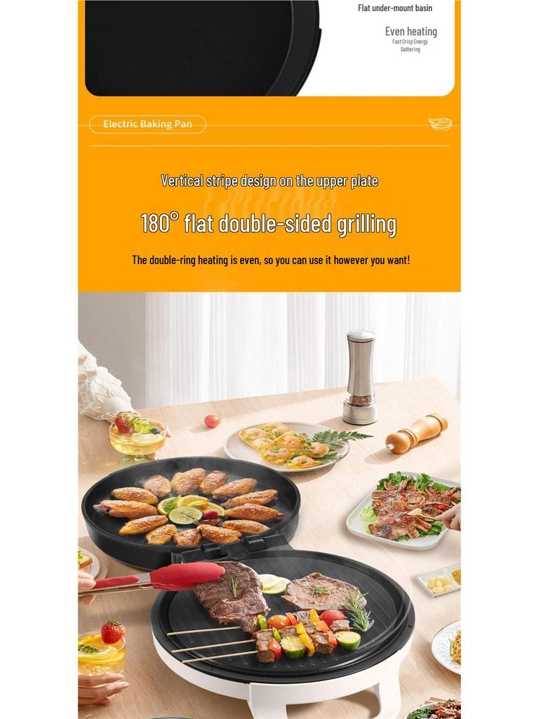 Electric Griddle: Multifunctional Double-Sided Heating Pancake Maker with Enlarged Deep Pan