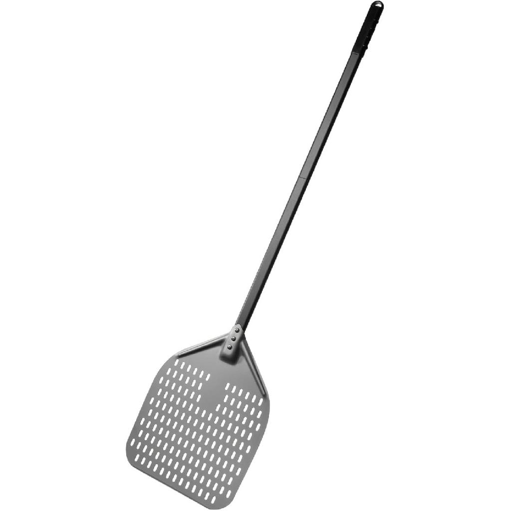 Pizza Turning Peel, 12 X 14 Inch Perforated Pizza Peel, 35 Inches Long Handle Pizza Paddle, Professional Lightweight Anodized Aluminum Pizza Spatula