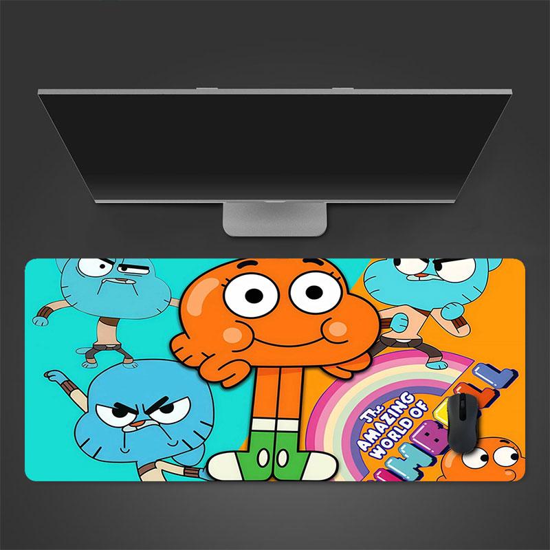 Gumball Cartoon Mouse Pad, Large Gaming Desk Mat, Non-slip XXL Mousepad for Laptop & Tablet, Mini PC Playmat with Stitched Edges