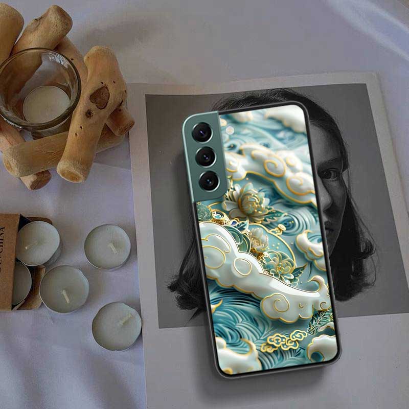 

Натуральный синий и золотой в 3D-арт чехле для телефона Samsung Galaxy S22 S25 Ultra S21 S10 Plus S26 Edge S20 S23 S24 FE Cover Silic Samsung S26 5G