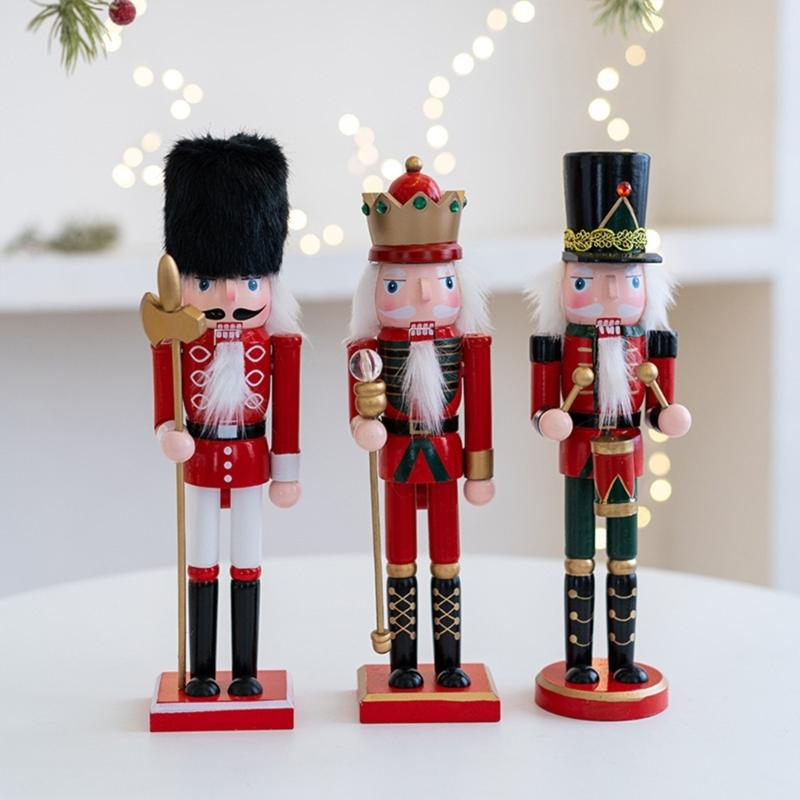 Christmas Nutcrackers Ornament, Wood Christmas Nutcrackers Soldier Figures Standing Decorations for Christmas