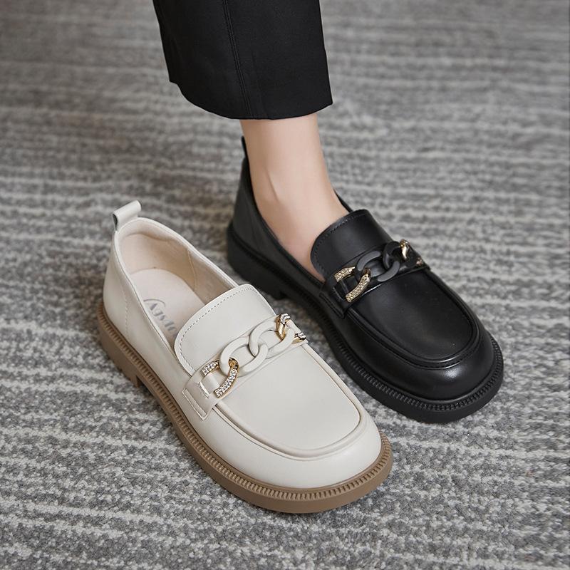 Augustine platform loafers women's 2025 spring new retro one-pedal small leather shoes British style jk single shoes
