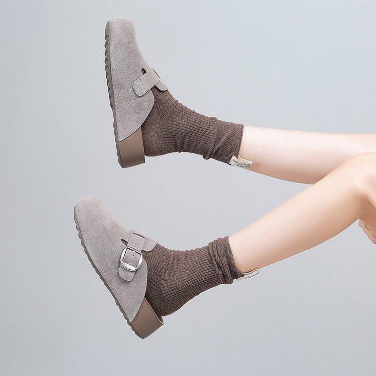 [Youshilai] Thick-soled Height-increasing Boken Slippers Women's Outer Wear 2025 Autumn New One-pedal Half Slippers Bag Head