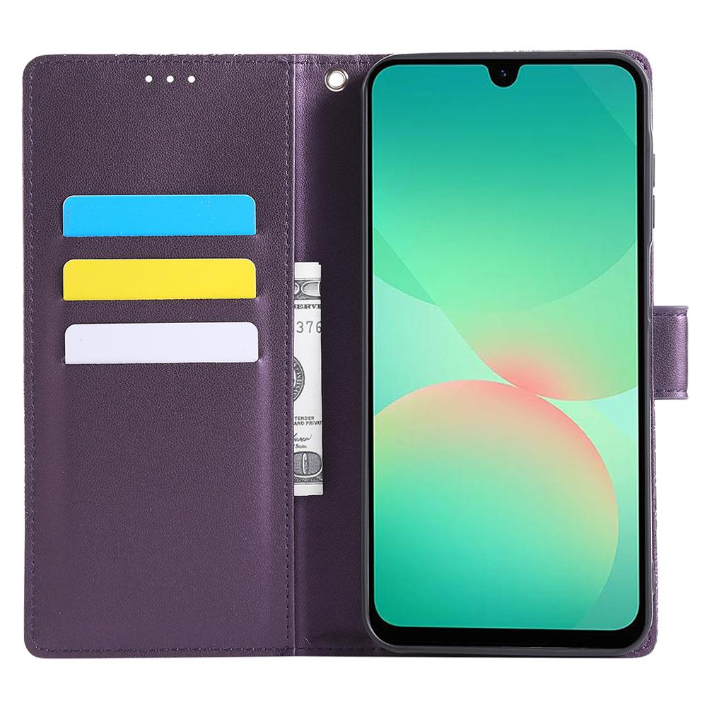 For Samsung Galaxy A17 5G/A26 5G Case Rose Flower PU Leather Wallet Phone Cover with 3 Card Slots/Wrist Strap