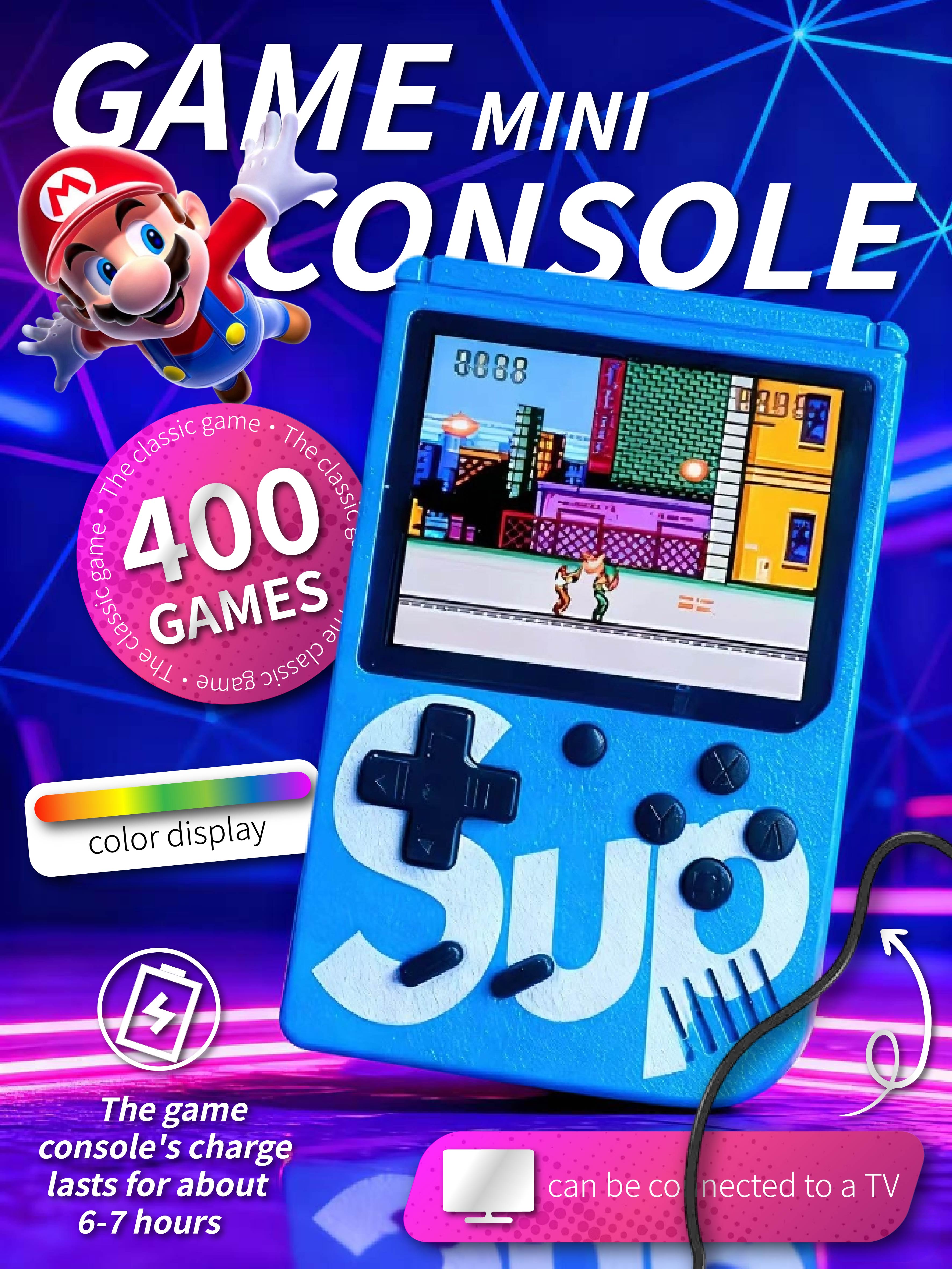 Мини-игровая консоль SUP - 400 классических игр с цветным дисплеем и подключением к телевизору синий