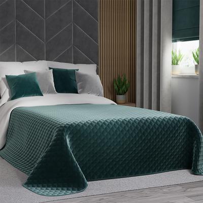 VELVI Bedspread 220x240cm - Turquoise Petrol with a Geometric Pattern