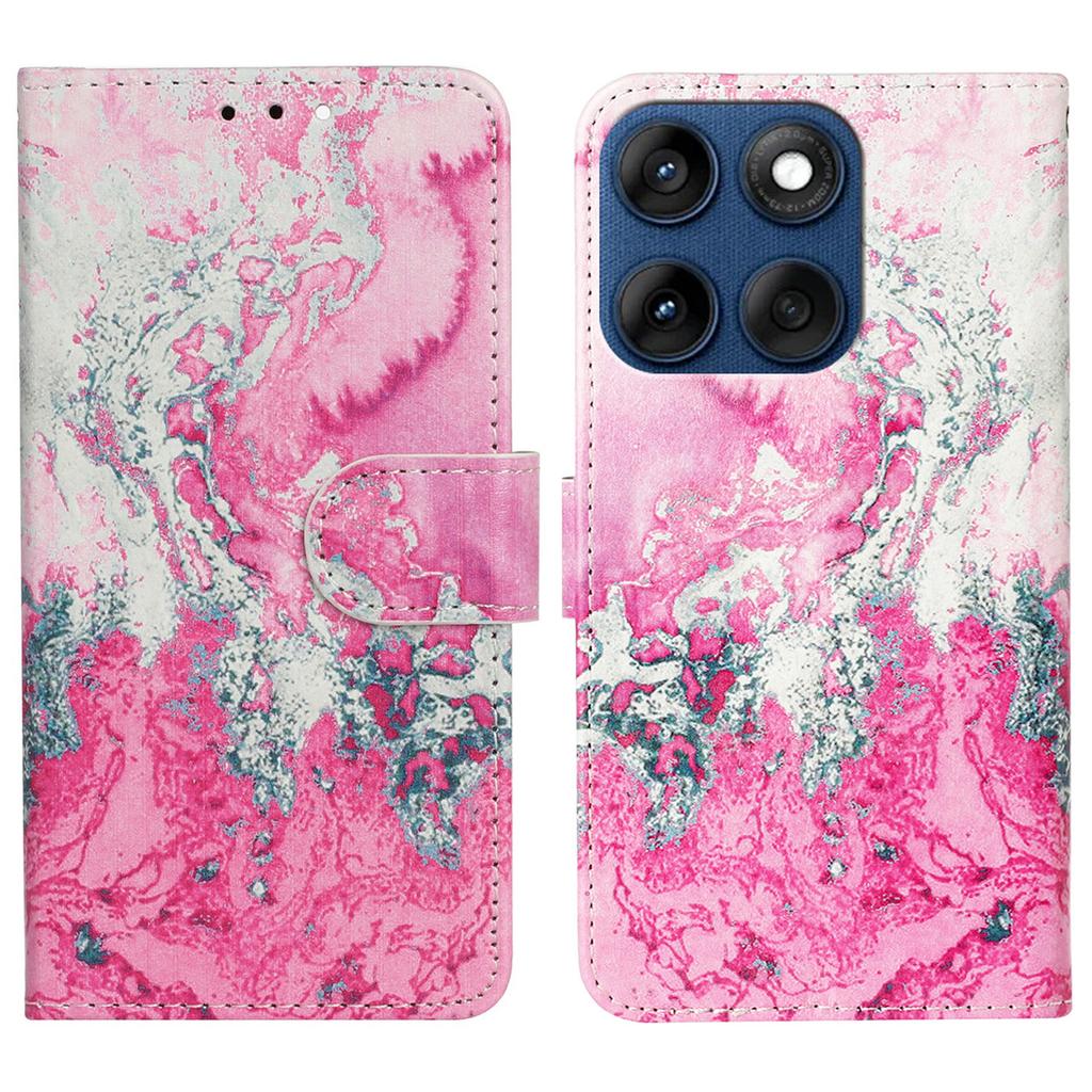 Stand Case for Motorola Edge 60 5G/60s 5G/60 Fusion 5G Marble Painted Folio Flip Leather Wallet Phone Cover