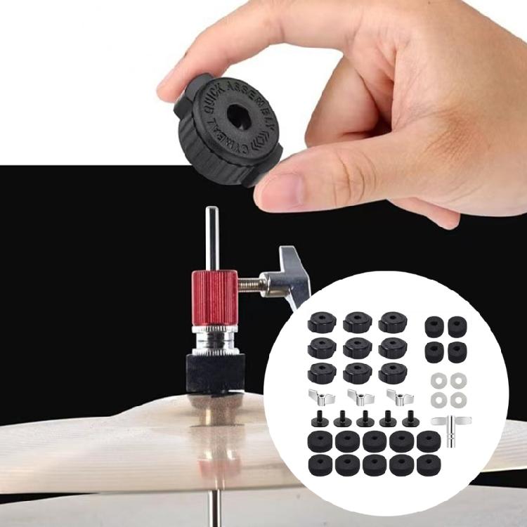 Essential Drum Cymbal Accessories 36 Piece Collection Contains Felts Wing Bolts Washers Sleeves And Key For Reliable Function