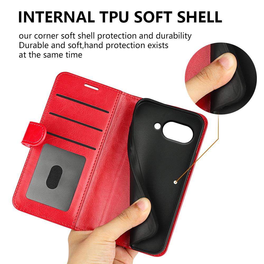 Husă tip portofel pentru Google Pixel 9a, Textură Crazy Horse, Stand, Husă de telefon din piele