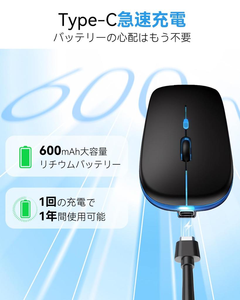 [2025's Most Popular] Wireless Mouse, Quiet, Bluetooth 5.2, Ultra-Thin, High Sensitivity, Instant Connection, 7-Color Light, 3DPI Adjustment, 2.4GHz