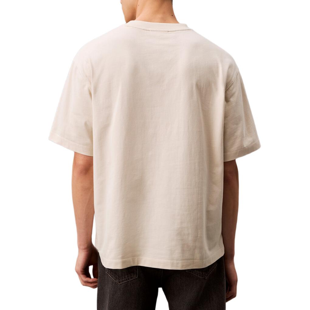 Calvin Klein Minimalist Comfortable Versatile Casual Plain Knit Loose Pocket Short Sleeve T-Shirt Men Tops Dove-Grey 4RB267G-CKS