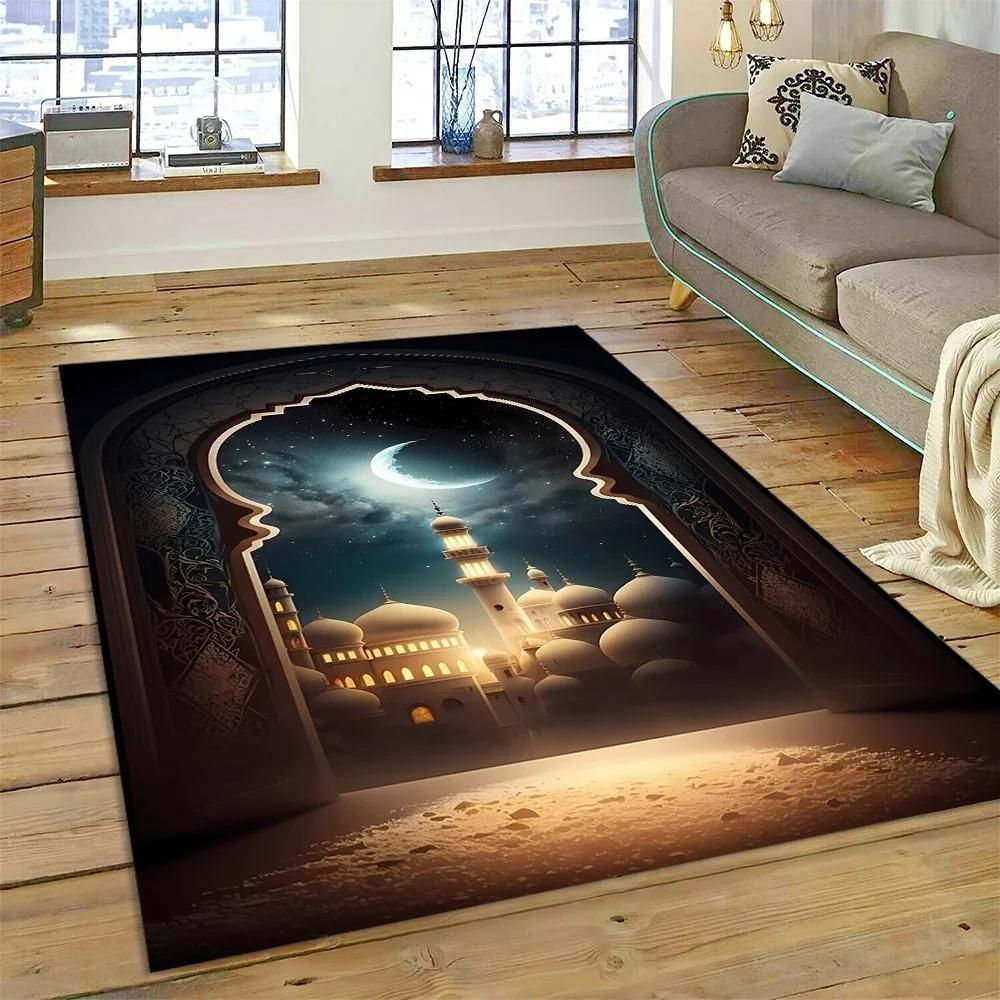 Muslimischer Islam Gebetsteppich zur Wohnzimmerdekoration Teppiche Zuhause Sofa Kaffeetisch Rutschfest Schlafzimmer Bettseite Bodenmatte Waschbar