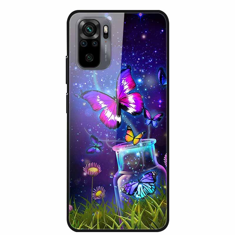 Edzett Üveg tok Redmi Note 10 Pro-hoz Fedél Kemény tok Xiaomi Redmi Note10 5G Telefon Tokhoz Note10 Pro Fundas TPU Lökhárító