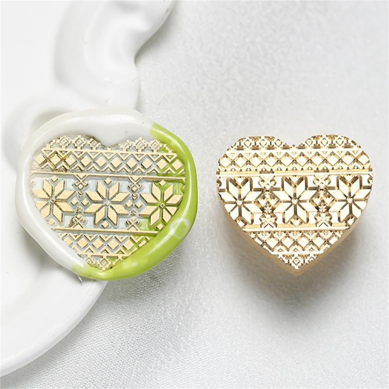 Heart Series Sealing Wax Stamp Head Heart Shaped Wax Seal Stamp for Envelopes Wedding Invitation Decorations Brass
