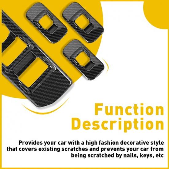 4pcs Carbon Fiber Door Window Lift Switch Panel Cover Trim For 2015-20 Ford F150
