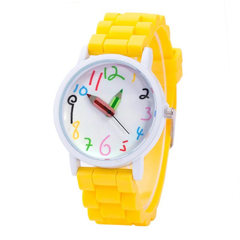 Cartoon Colorful Number Women's Jelly Silicone Strap Quartz Wristwatch