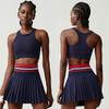 Sports Fitness Yoga Wear Suit Female Exposure-Proof Skirt Pocket Tennis Skirt Quick-Drying Shockproof Beauty Back Exercise Bra