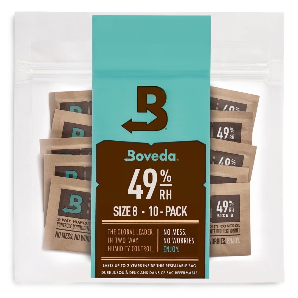 

Boveda Упаковка и хранение для продуктов, чувствительных к влаге, 49-RH Двусторонняя регулировка влажности, Размер 8 x 1 (30 грамм) 10 штук многоразовых пакетов