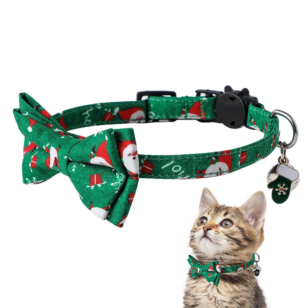Christmas Cat Collar Breakaway Kitten Collar With Bell Adjustable Snowflake Bow Christmas Collars For Cat Thanksgiving Day