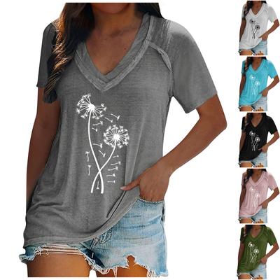 Γυναικείες μπλούζες Dressy καλοκαιρινή μόδα casual print Casual μπλουζάκι με μανίκι ώμου V λαιμόκοψη Slim Flowy τουνίκ