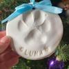 Pet Paw Print Christmas Ornament Kit 2 Pcs Dog/Cat DIY Hanging Souvenir with Customization Tools And Display Stand Clay Pawprint Keepsake Lover