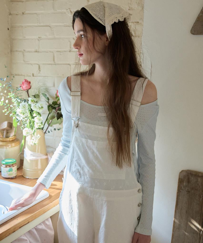 LETTER FROM MOON Letters Two-Way Slim T-Shirt (Flower Sky Blue)